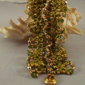 Spring Ruffle Bracelet, Hand beaded, High Fashion